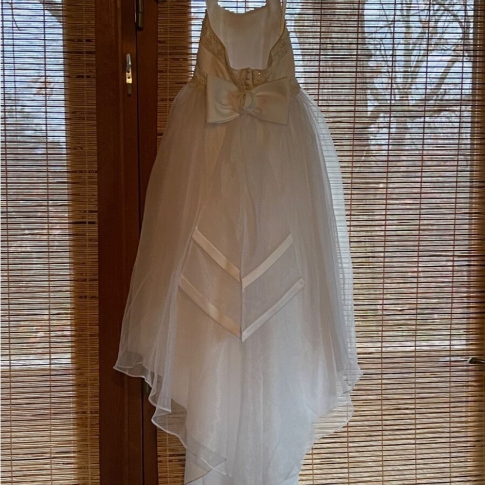 David's Bridal White Kids Dress with Bow
